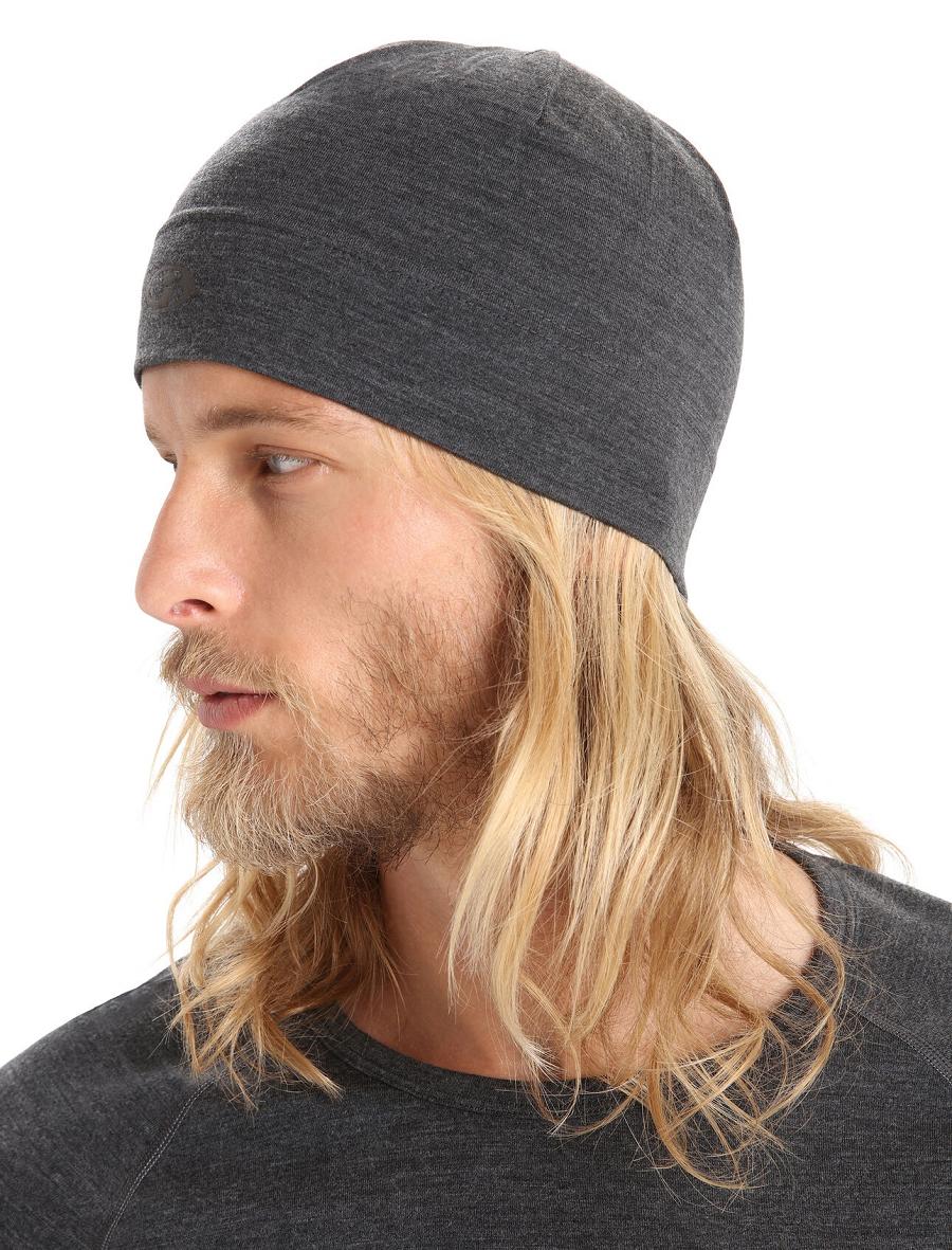 Chapeaux Icebreaker Unisex Merino Chase Beanie Homme Noir Grise | FR 1098PJJQ